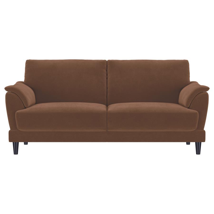 Selma - 2 Piece Velvet Upholstered Crescent Arm Sofa Set - Rust