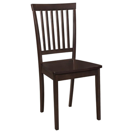 Gomez 5-Piece Rectangular Dining Table Set – Cappuccino Finish, Classic Tapered Legs, Vertical Slat Back Chairs, Wooden Seats, Traditional Dining Room