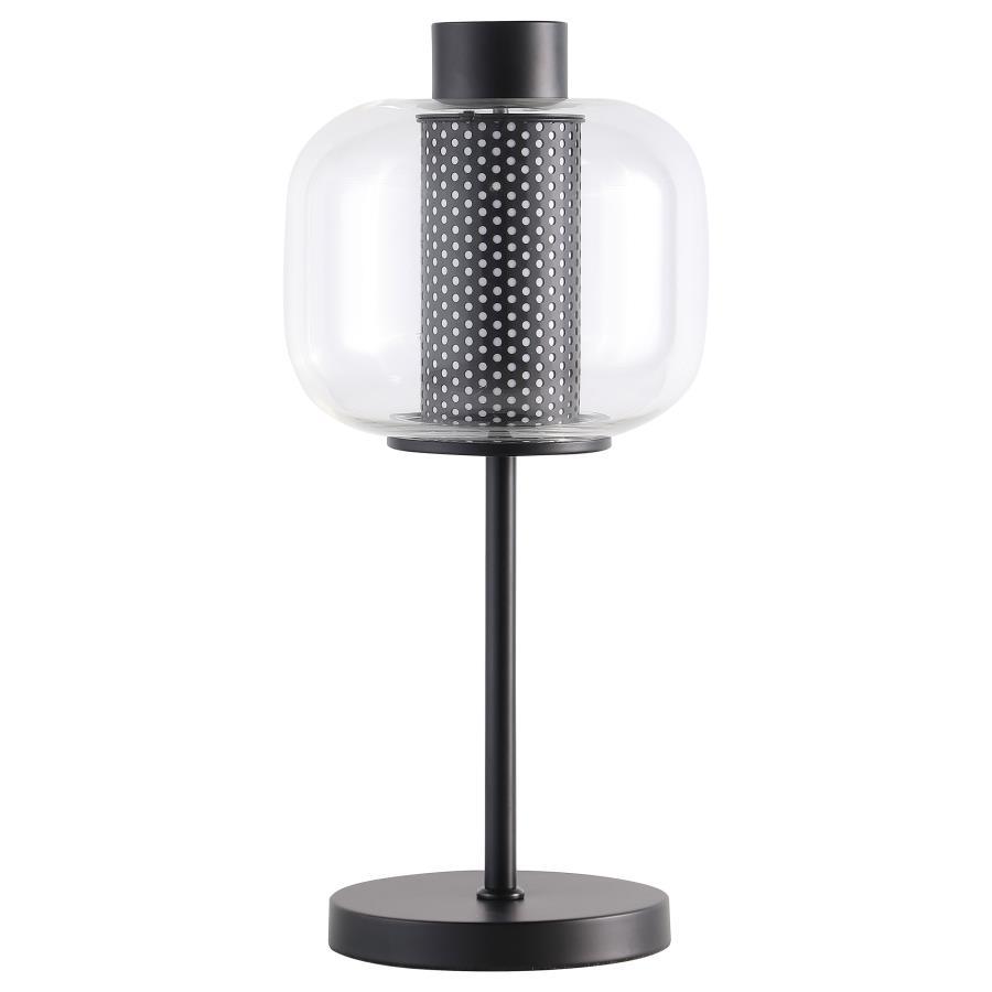 Ingrid Glass Shade Bedside Table Lamp in Black – Modern Industrial Design with Clear Glass Shade and LED Bulb for Bedroom or Living Room Lighting