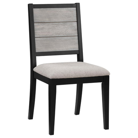 Elodie Wood Dining Side Chairs (Set of 2) - Gray and Black Two-Tone Finish, Cozy Fabric Seat, Durable Plywood Frame, Modern Transitional Style
