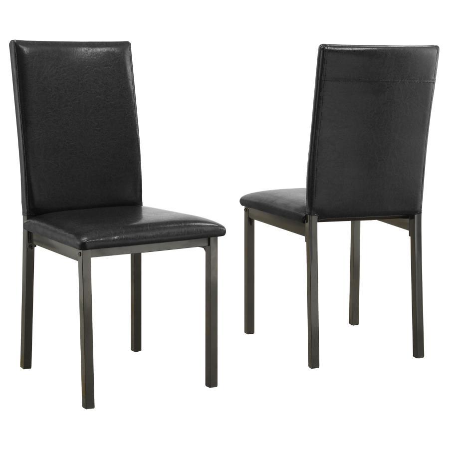 Garza Upholstered Dining Side Chairs (Set of 2) - Black Leatherette, Grey Metal Frame, Modern Minimalist Chairs for Kitchen or Dining Room