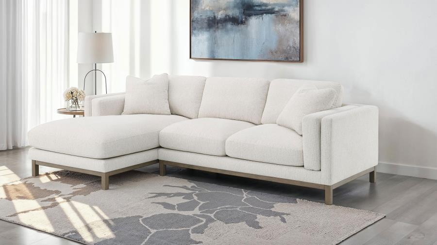 Geneva Boucle Upholstered Sectional Chaise Sofa - Sand, Left Side Chaise, Plush Foam & Sinuous Spring Seating, Modern Contemporary Living Room