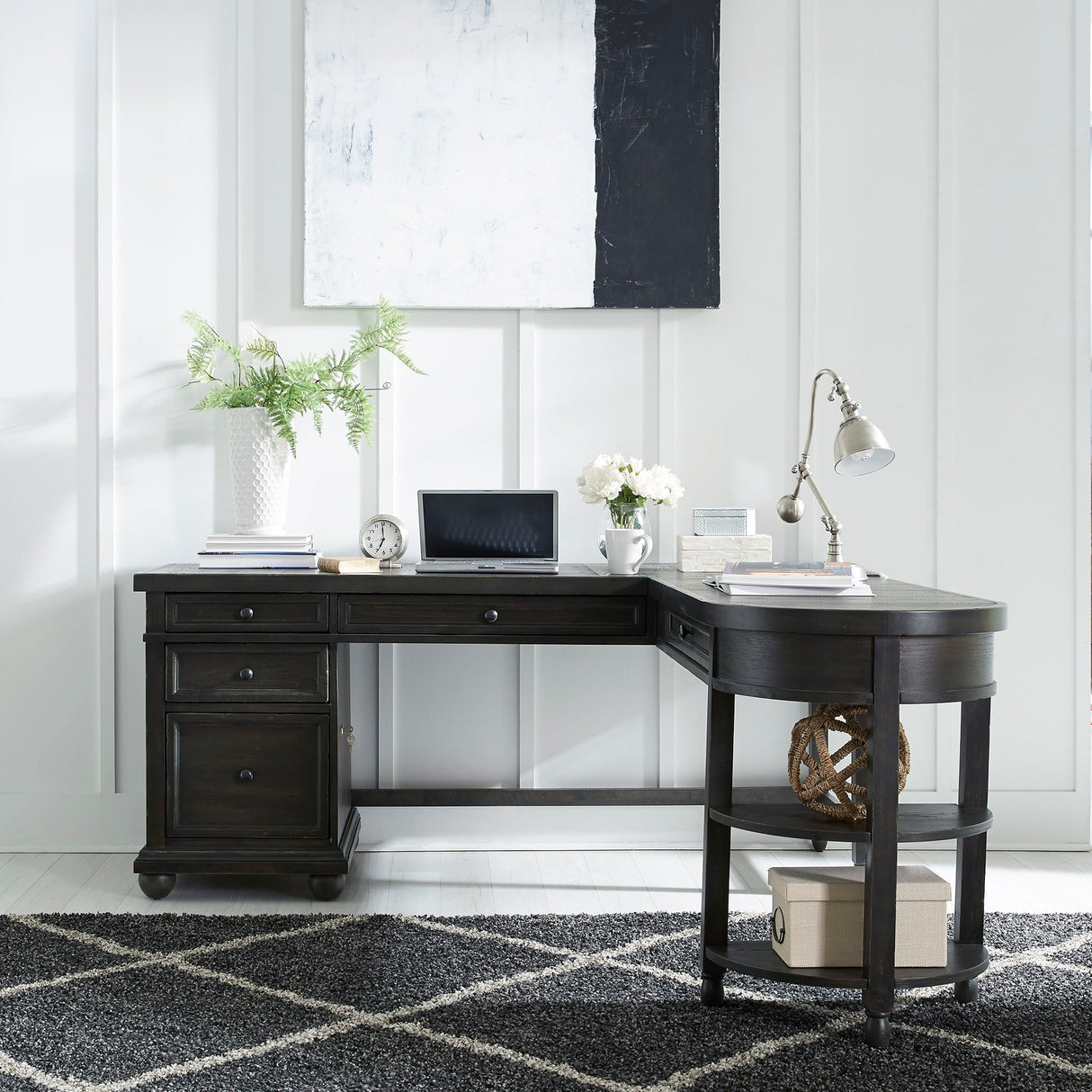 Harvest Home - L Shaped Desk - Black