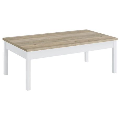 Stacie 3 Piece Coffee Table Set – Distressed Pine & White Farmhouse Style Living Room Furniture with Rectangular Coffee Table and Matching End Tables