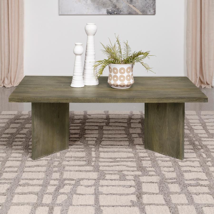 Andando Rectangular Solid Wood Coffee Table – Mango Brown with Robust Plank Legs, Timeless & Durable Design