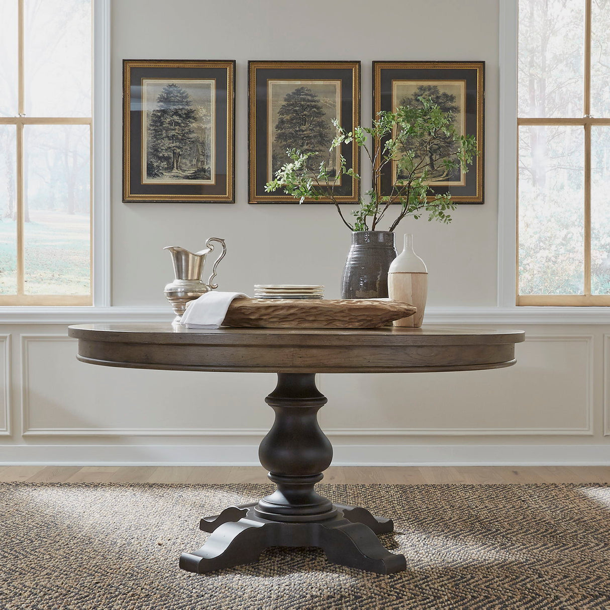 Americana Farmhouse - Pedestal Table - Light Brown