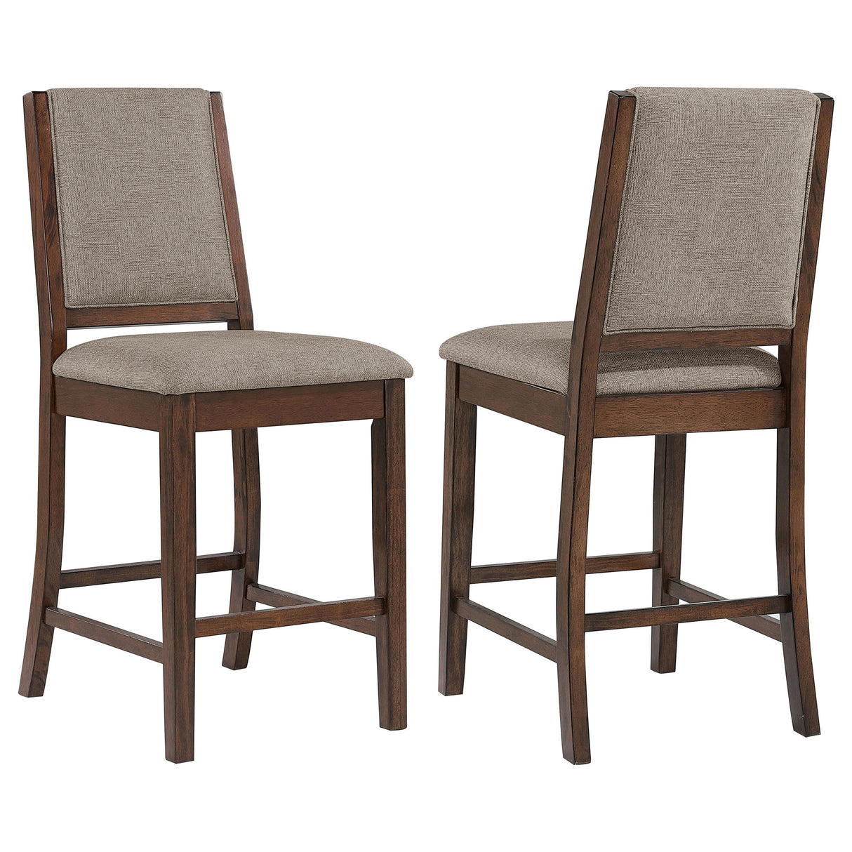 Patterson - Upholstered Counter Chair Set Of 2 With Mango Oak Finish And Beige Seating - Farmhouse Style Counter Height Chairs For Kitchen Or Dining
