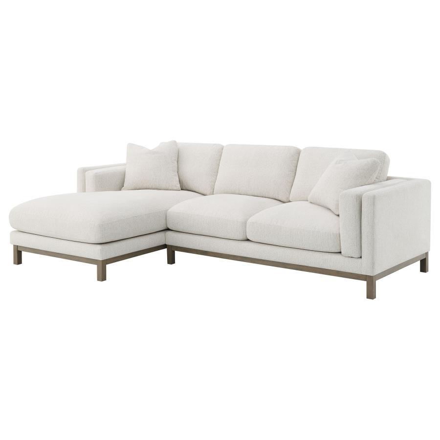 Geneva Boucle Upholstered Sectional Chaise Sofa - Sand, Left Side Chaise, Plush Foam & Sinuous Spring Seating, Modern Contemporary Living Room