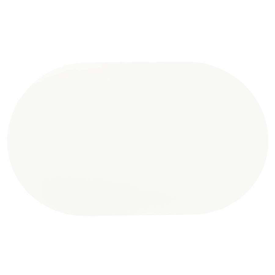 Retro Oval Wood Top Dining Table – White and Chrome Finish, Mid-Century Diner Style with Curved Chrome Legs for Stylish and Durable Dining