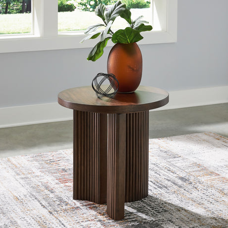Korestone - Round End Table - Dark Brown