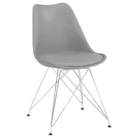 Juniper Polypropylene Dining Side Chairs (Set of 2) in Gray – Modern Leatherette Upholstered Chairs with Chrome Metal Base, Cushioned Seats & Sleek Silhouette