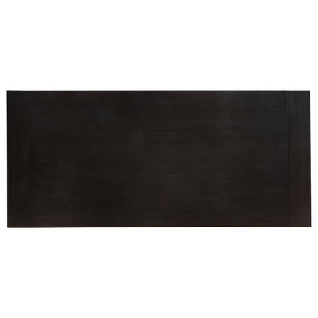 Phelps Extension Leaf Dining Table - Distressed Noir Finish, Formal Trestle-Style Base, Polished Antique Wood, Extra-Long Elegant Dining Table