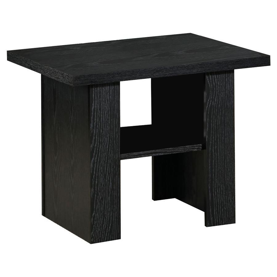 Rodez 3-Piece Coffee Table Set in Black Oak, Engineered Wood with Scratch-Resistant Laminate, Includes Coffee Table and Two End Tables, Modern Living Room