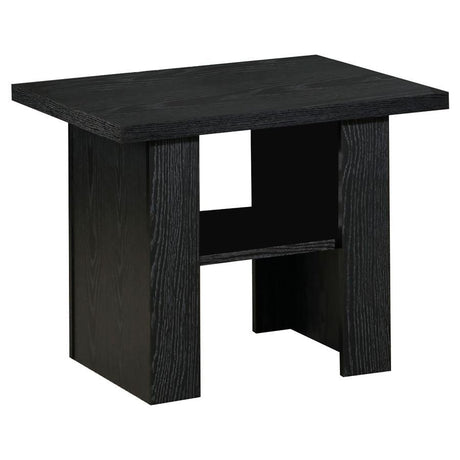 Rodez 3-Piece Coffee Table Set in Black Oak, Engineered Wood with Scratch-Resistant Laminate, Includes Coffee Table and Two End Tables, Modern Living Room