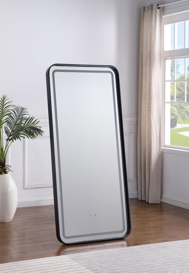 Glendora LED Standing Mirror with Bluetooth Speaker – Full-Length Adjustable Color Lighting, Modern Black Frame, Music-Streaming & Functional Vanity Mirror