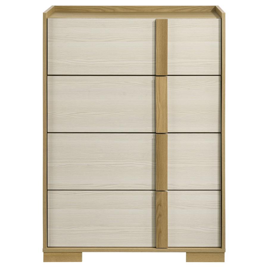 Hyland 4-Drawer Chest of Drawers – Natural Wood Finish, Italian-Inspired Contemporary Design, Smooth Metal Glides, Stylish Bedroom Storage