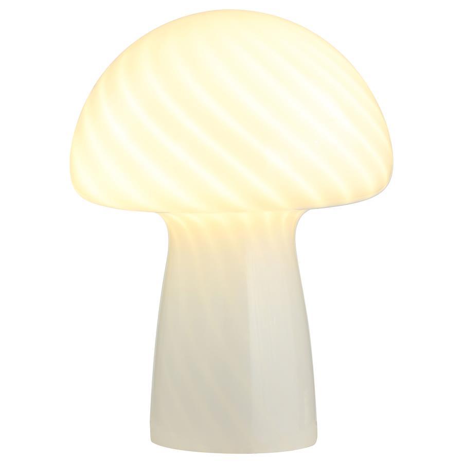 Kanaby Mushroom Shaped Glass Bedside Table Lamp – White, Modern Minimalist Design, Soft Ambient Lighting for Nightstand, Desk, or Accent Table