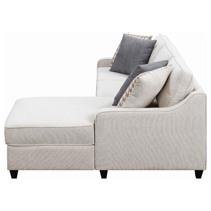 Mcloughlin Upholstered Sloped Arm Sectional Sofa in Platinum Fabric with Tapered Wood Feet, Transitional L-Shaped Living Room Seating