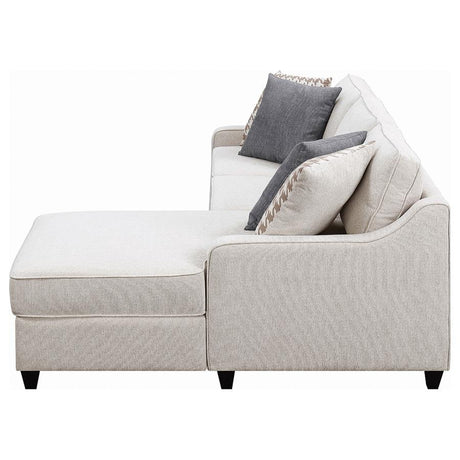 Mcloughlin Upholstered Sloped Arm Sectional Sofa in Platinum Fabric with Tapered Wood Feet, Transitional L-Shaped Living Room Seating