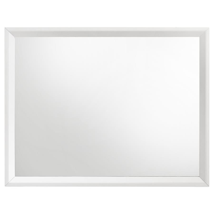 Sonora Dresser Mirror in White – Modern Framed Design with Smooth Trim, Open Corners, and Versatile Contemporary Style for Bedroom Dressers