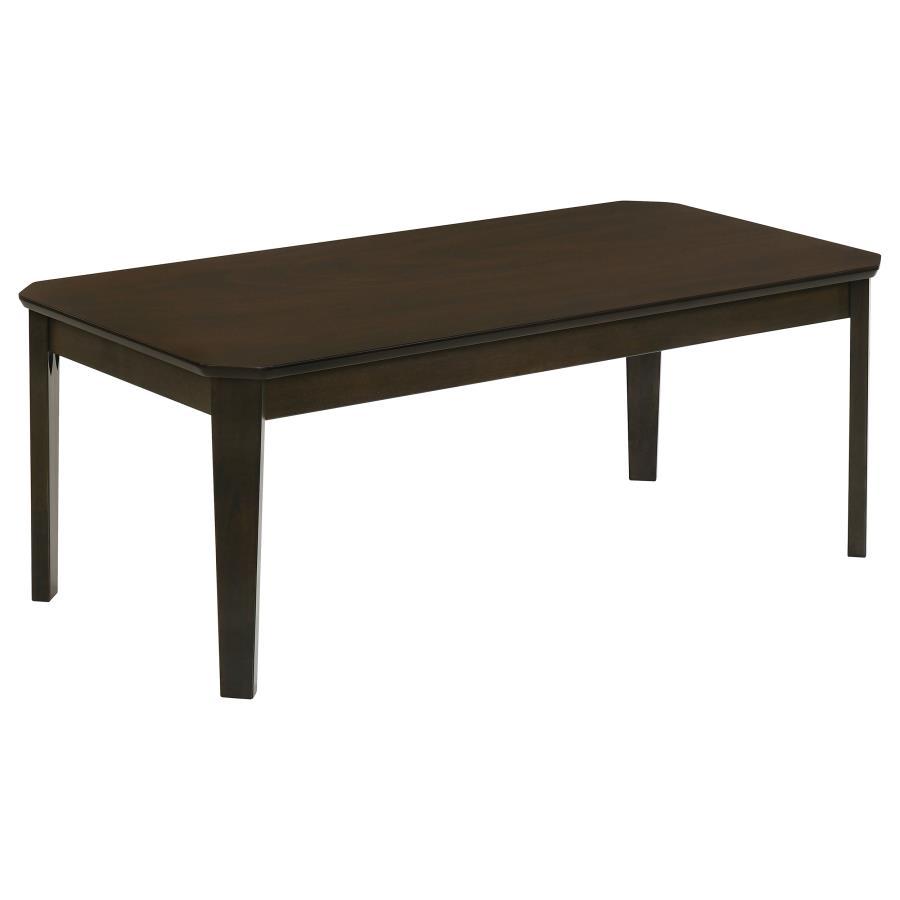 Amaro - 3 Piece Coffee And End Table Set – Dark Brown, Rubberwood Construction with Notched Corners & Tapered Legs for Compact Living Spaces