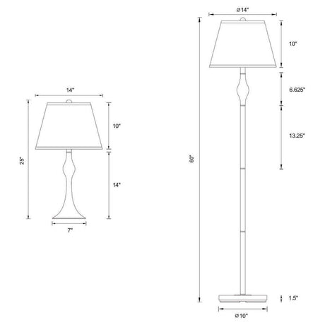 Griffin 3-Piece Floor and Table Lamp Set Brushed Nickel – Modern Empire Shade Lighting for Bedroom, Living Room, or Home Office