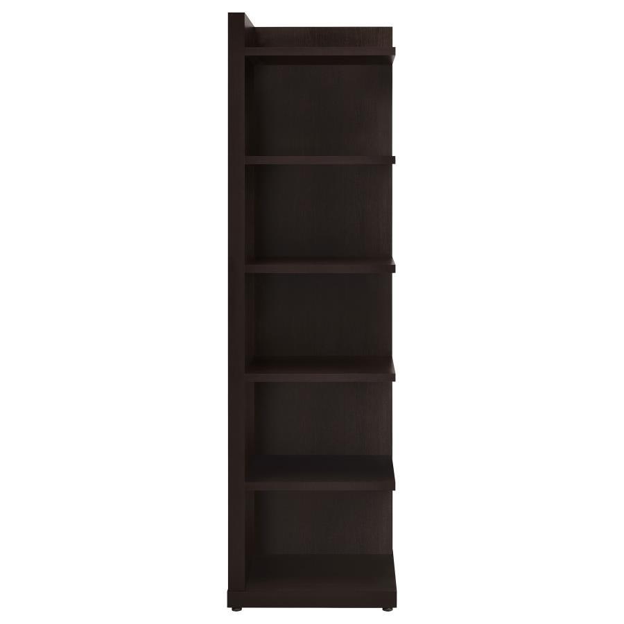 Alder - 6-Shelf Corner Bookcase - Cappuccino Finish, Space-Saving Vertical Storage for Books, Décor, and Display, Modern Durable MDF Design