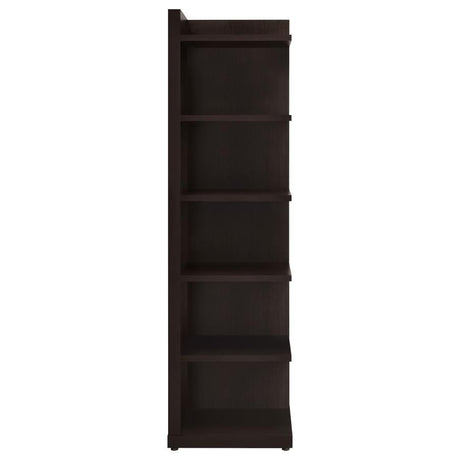 Alder - 6-Shelf Corner Bookcase - Cappuccino Finish, Space-Saving Vertical Storage for Books, Décor, and Display, Modern Durable MDF Design