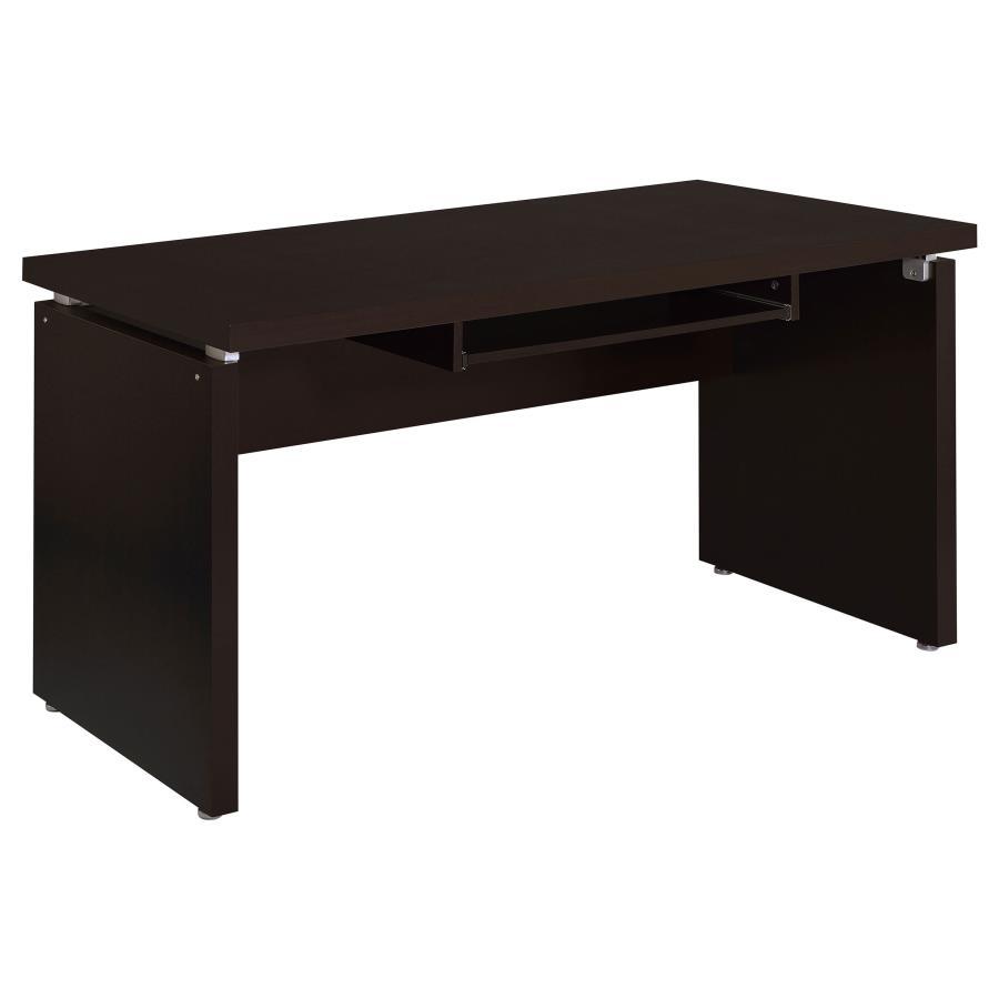 Skylar Computer Desk with Keyboard Drawer – Cappuccino Finish, Modern Home Office Desk, Floating Top Design, Functional Workspace