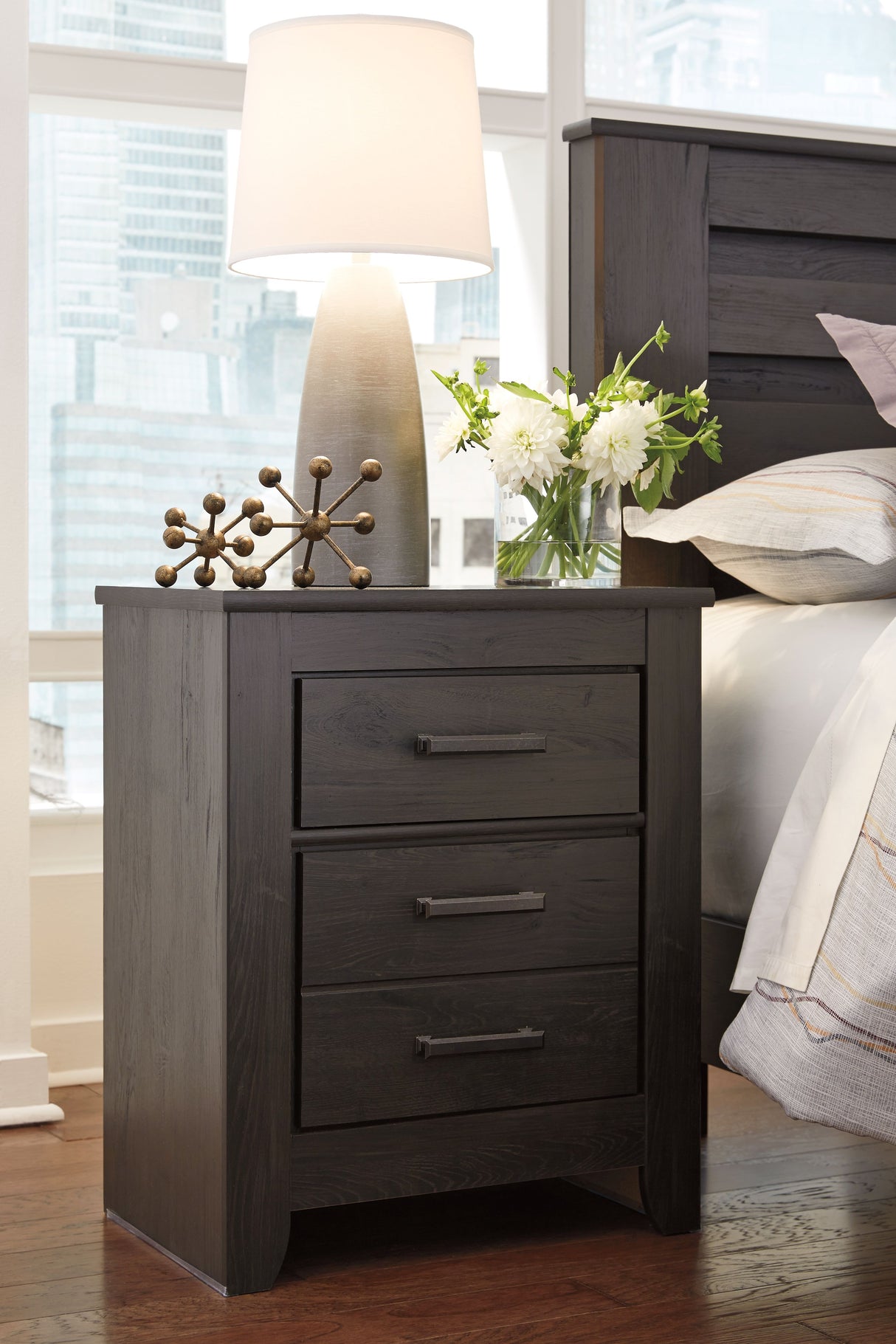 Brinxton - Two Drawer Night Stand - Charcoal