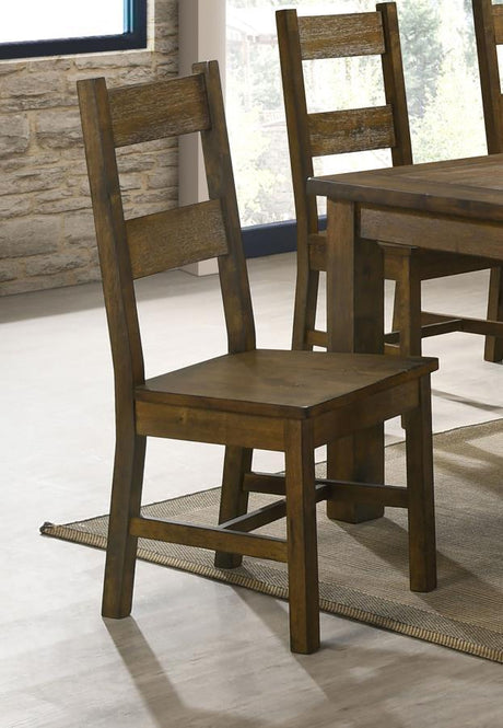 Coleman Dining Side Chair Set of 2 in Rustic Golden Brown – Farmhouse Style Wooden Chairs with High Back for Traditional & Transitional Dining Rooms