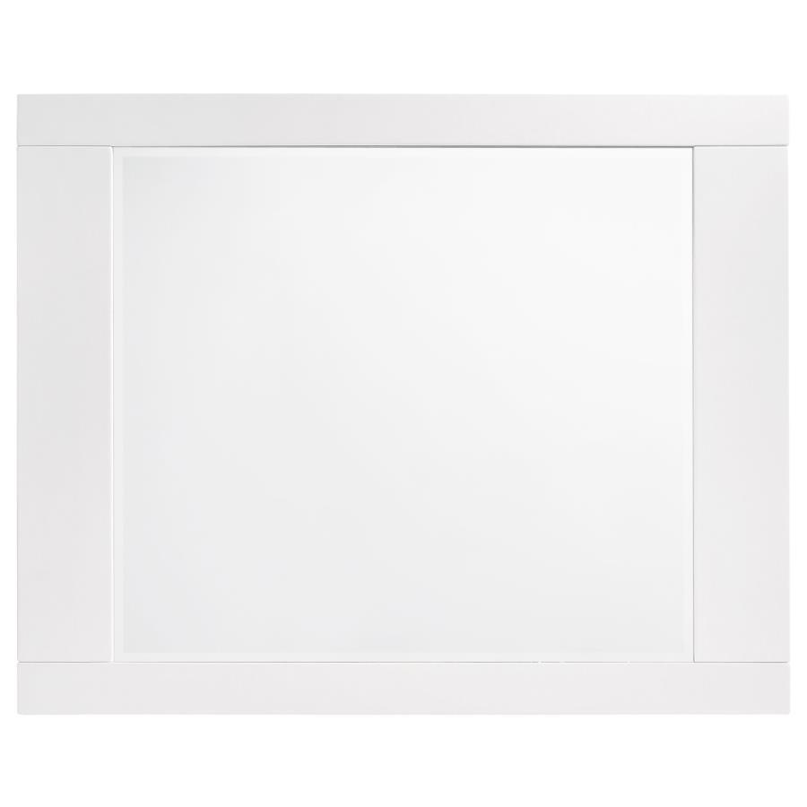 Felicity Dresser Mirror – White High Gloss Rectangular Modern Bedroom Accent, Sleek Design, Reflective Finish, Coordinates with Dresser