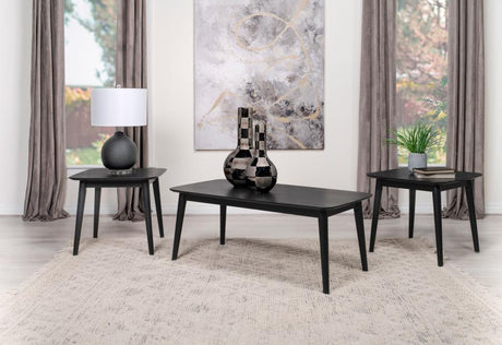 Radley 3-Piece Rectangular Coffee Table Set – Black Faux Marble Top, Solid Wood Base, High-Pressure Laminate, Modern Living Room Accent