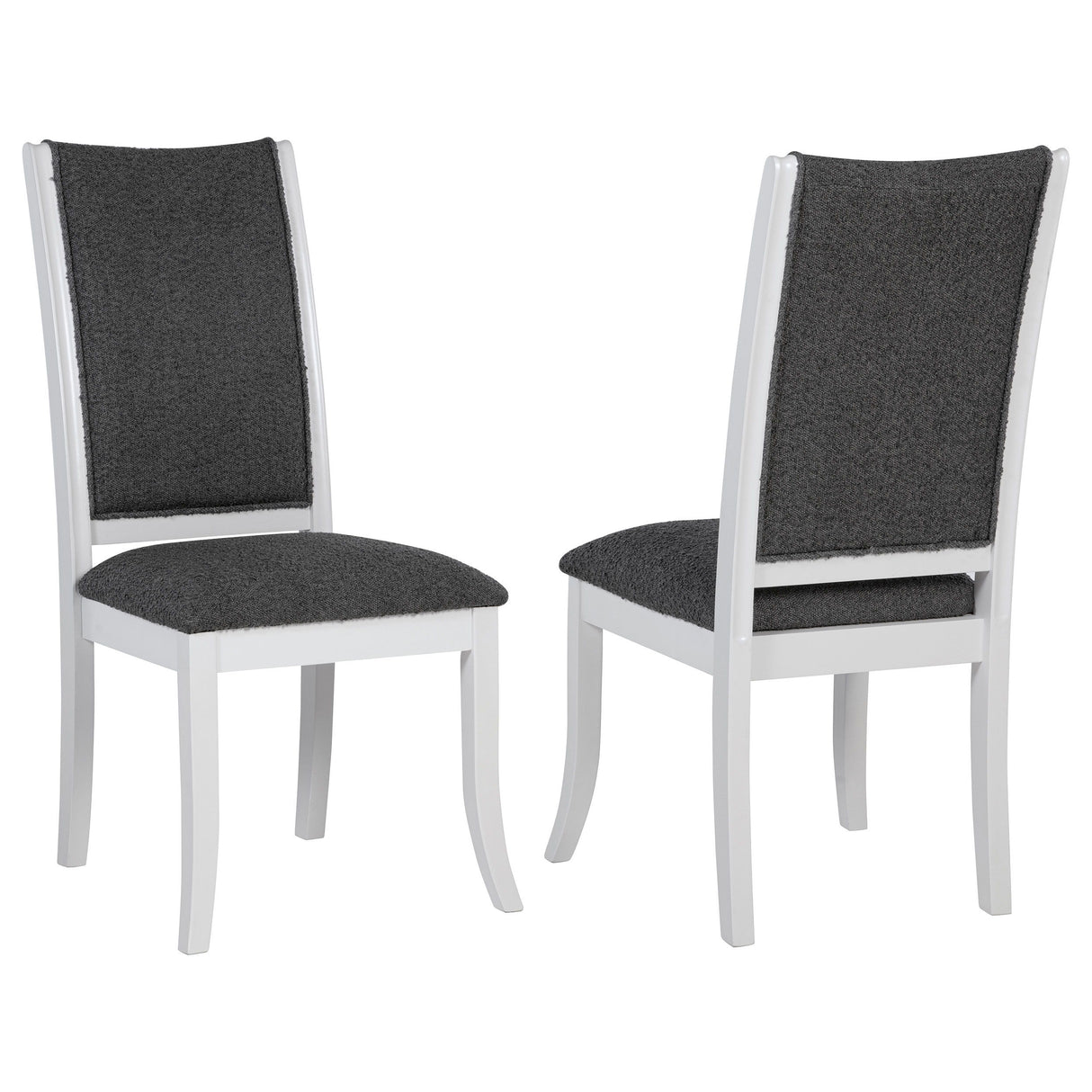 Judd Upholstered Dining Side Chair Set of 2 – Pearl White Fabric with Foam Cushions, Armless Design, Flared Front Legs, Modern Contemporary Dining Seating