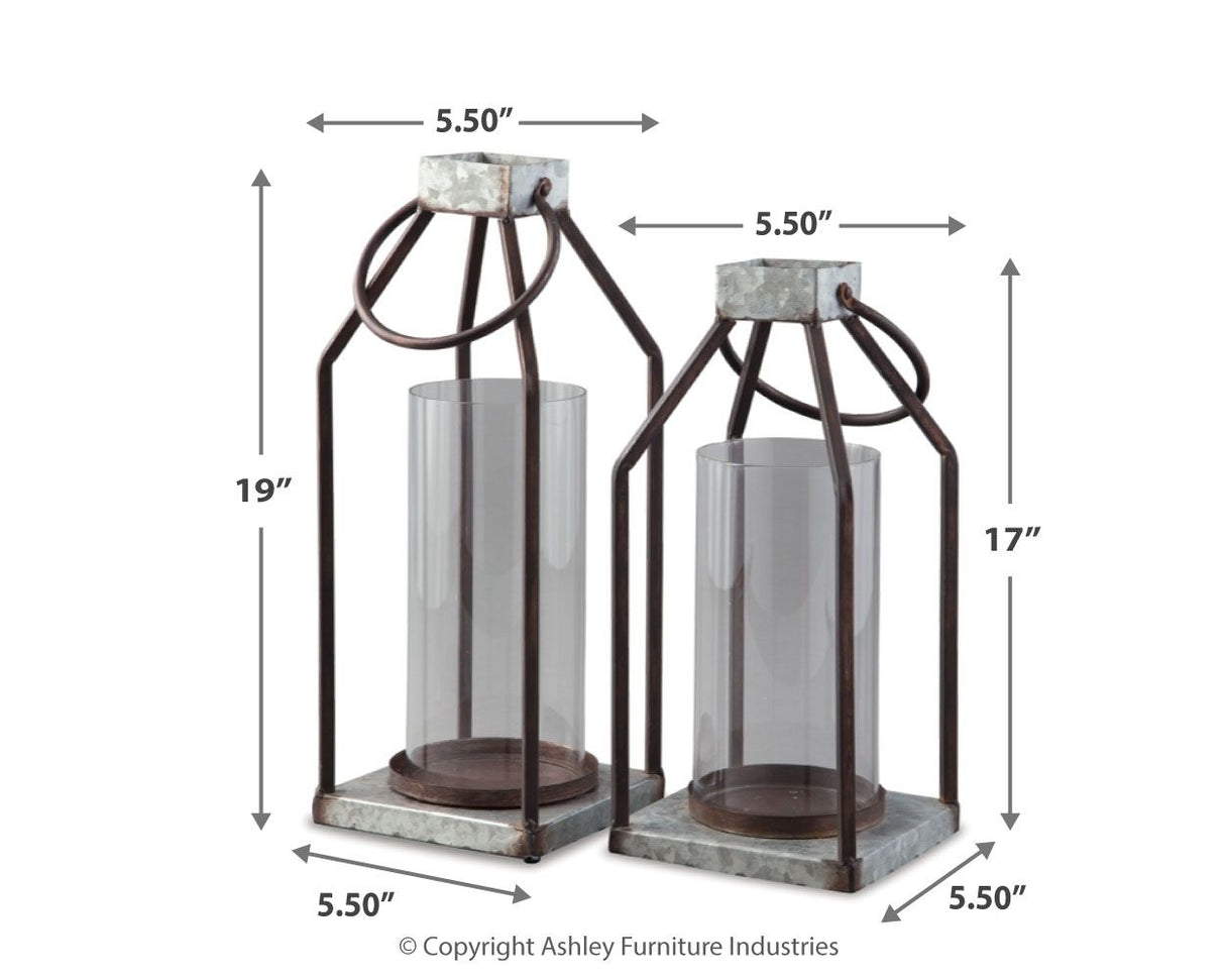 Diedrick - Lantern Set (Set of 2) - Gray / Black