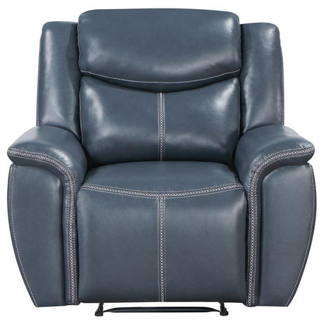 Sloane Upholstered Padded Arm Recliner Chair – Faux Leather Upholstery, Spacious Design, Seamless Recline Mechanism – Blue