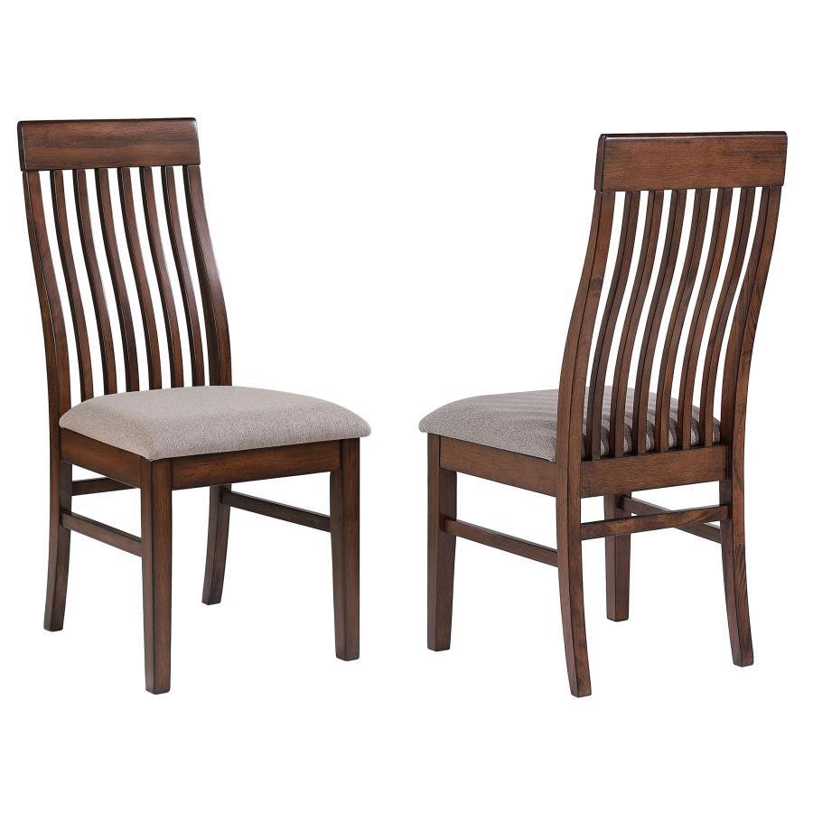 Briarwood 2-Piece Wood Dining Side Chair Set – Mango Oak Finish, Tall Slatted Back, Padded Foam Seat, Light Brown Upholstery, Modern Design