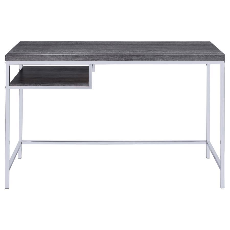 Kravitz 47" 1-Shelf Writing Desk in Weathered Gray with Slim Steel Frame – Modern Compact Home Office or Bedroom Workstation