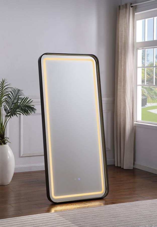 Glendora LED Standing Mirror with Bluetooth Speaker – Full-Length Adjustable Color Lighting, Modern Black Frame, Music-Streaming & Functional Vanity Mirror