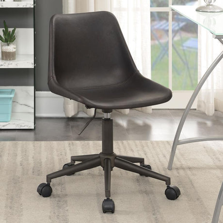 Carnell Upholstered Adjustable Home Office Desk Chair – Brown Fabric Desk Chair with Swivel Base, Caster Wheels, Ergonomic Comfort