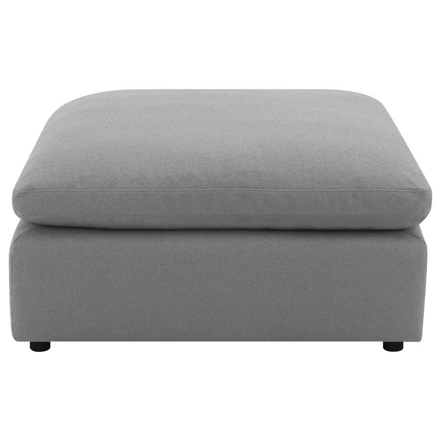 Raleigh Boucle Upholstered Ottoman - Gray, Freestanding Accent Footrest, Plush Foam & Feather Blend Cushion, Modern Modular Sectional Accessory