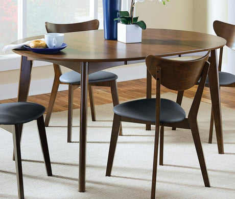 Jedda Oval Extension Leaf Dining Table – Dark Walnut, Solid Wood Construction, Removable Leaf, Modern Angled Legs, Durable and Stylish Centerpiece