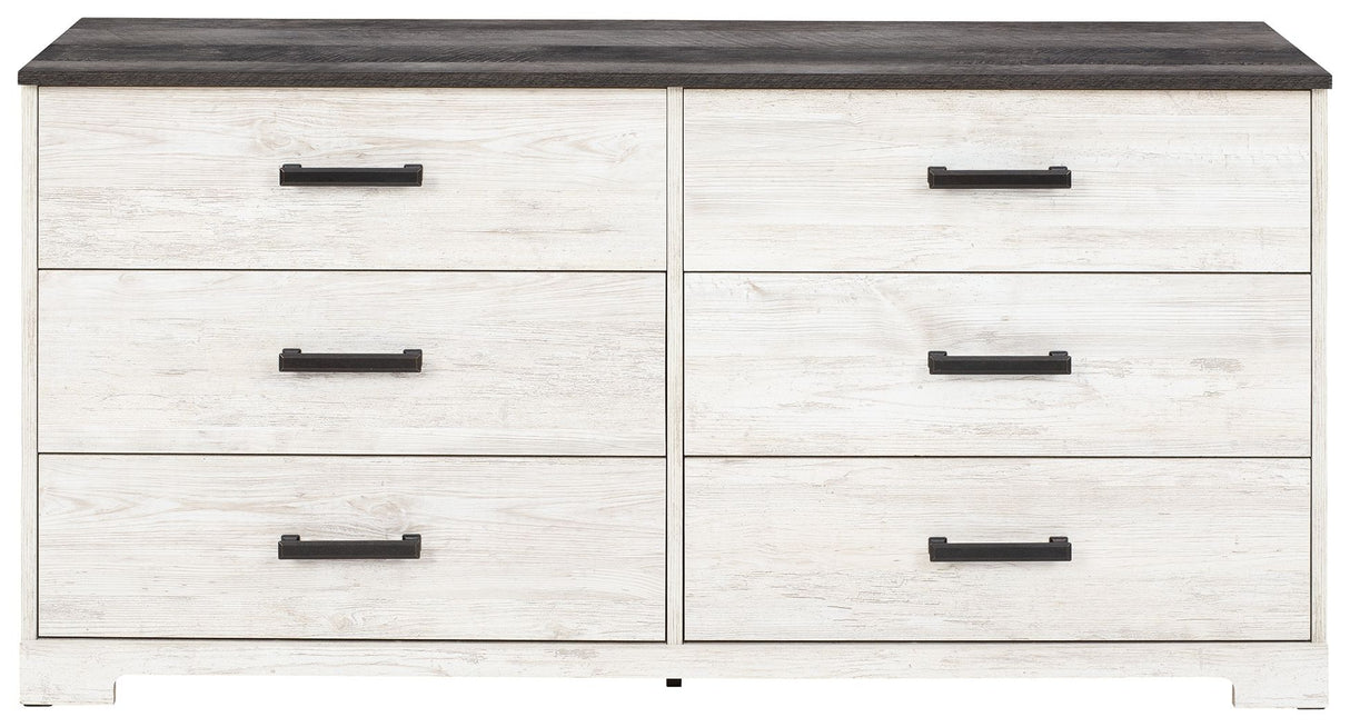 Shawburn - Six Drawer Dresser - Pewter-tone pulls - White / Black / Gray
