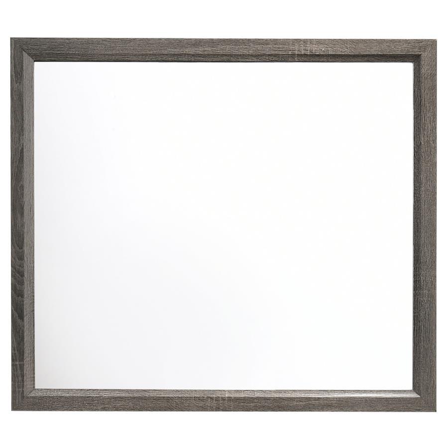Watson Dresser Mirror – Gray Oak Mid-Century Modern Design, Square Frame, Oak Grain Finish, Sleek Silhouette, Bedroom & Vanity Wall Mirror