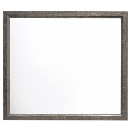 Watson Dresser Mirror – Gray Oak Mid-Century Modern Design, Square Frame, Oak Grain Finish, Sleek Silhouette, Bedroom & Vanity Wall Mirror