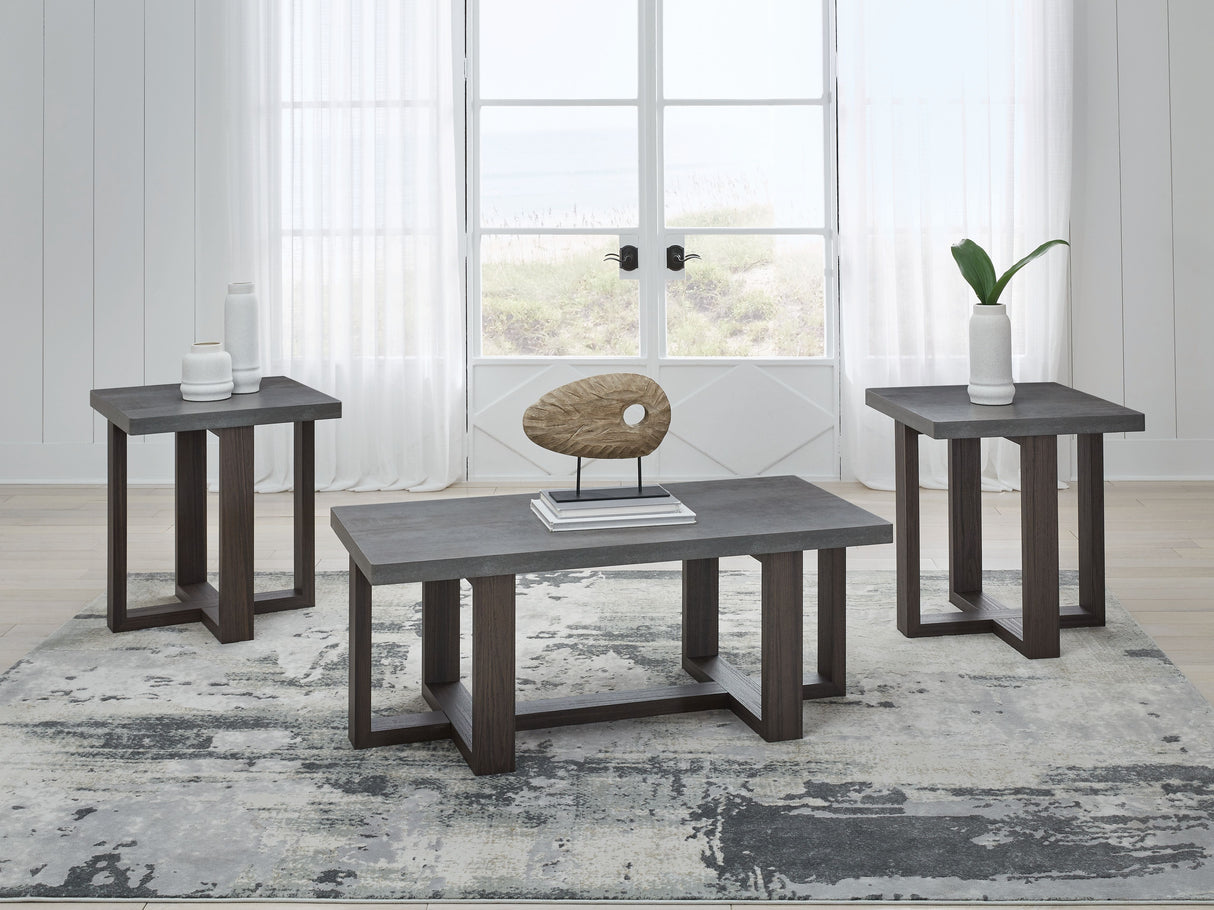 Dynnford - Occasional Table Set (Set of 3) - Gray / Brown
