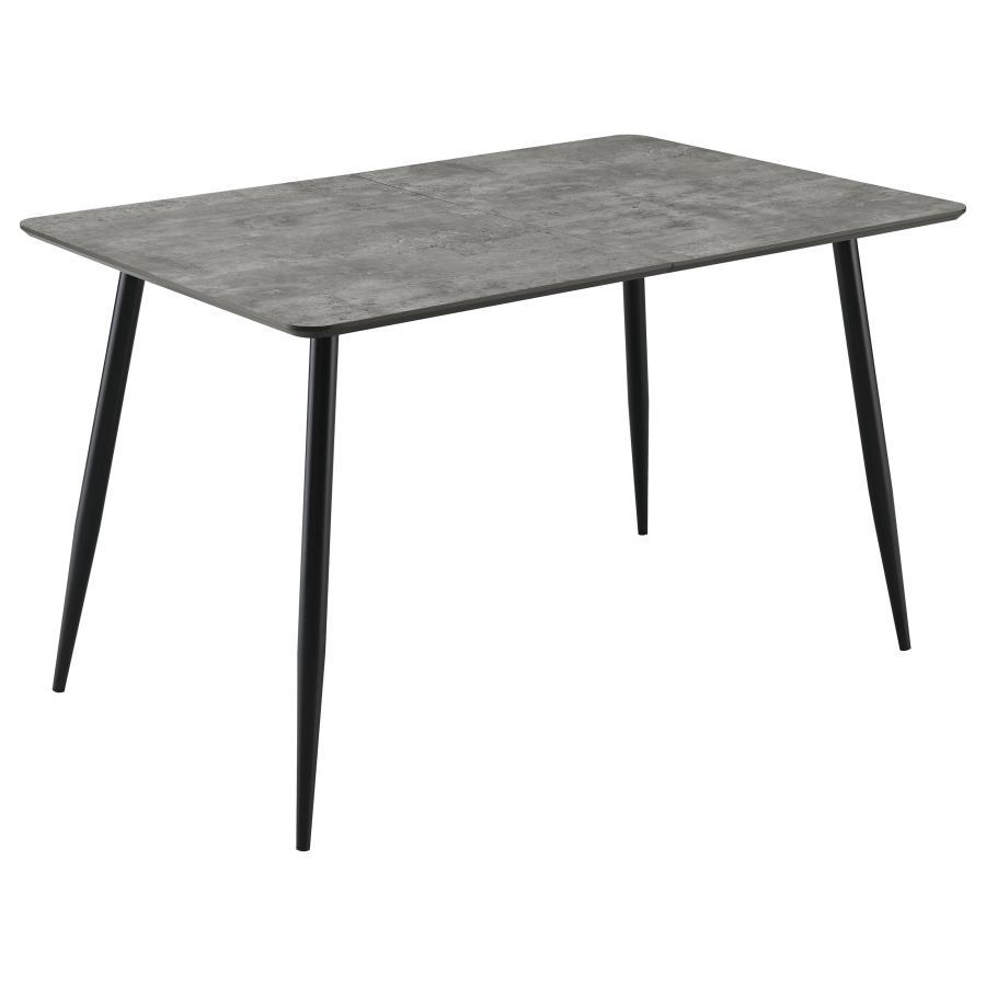 Horizon Butterfly Leaf Extension Dining Table in Gray – Modern Two-Tone Table with HD Melamine Top, Black Powder-Coated Legs & Extendable Butterfly Leaf