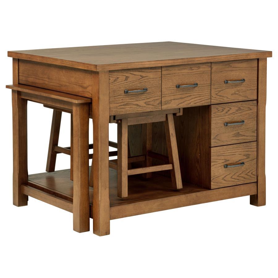 Mayfair - 3 Piece Kitchen Island With Extension Table - Dark Oak