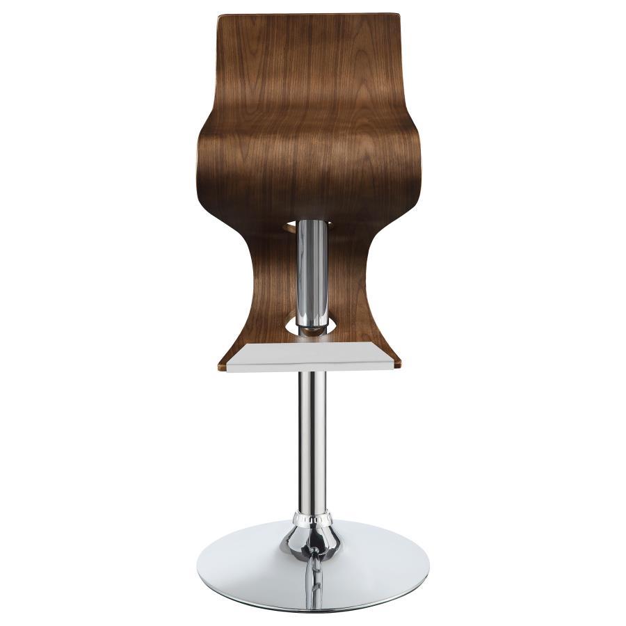 Covina Adjustable Bar Stool – Walnut Wood Seat with Chrome Base, Contemporary Modern Design, Ergonomic Support and Height Adjustable for Kitchen or Home Bar
