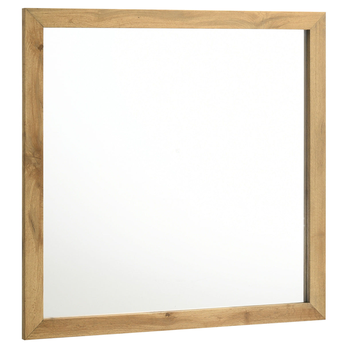 Kaywood Dresser Mirror in Natural Pine with Rustic Wood Grain Frame, Weathered Finish, and Mid-Century Modern Style for Bedroom Décor